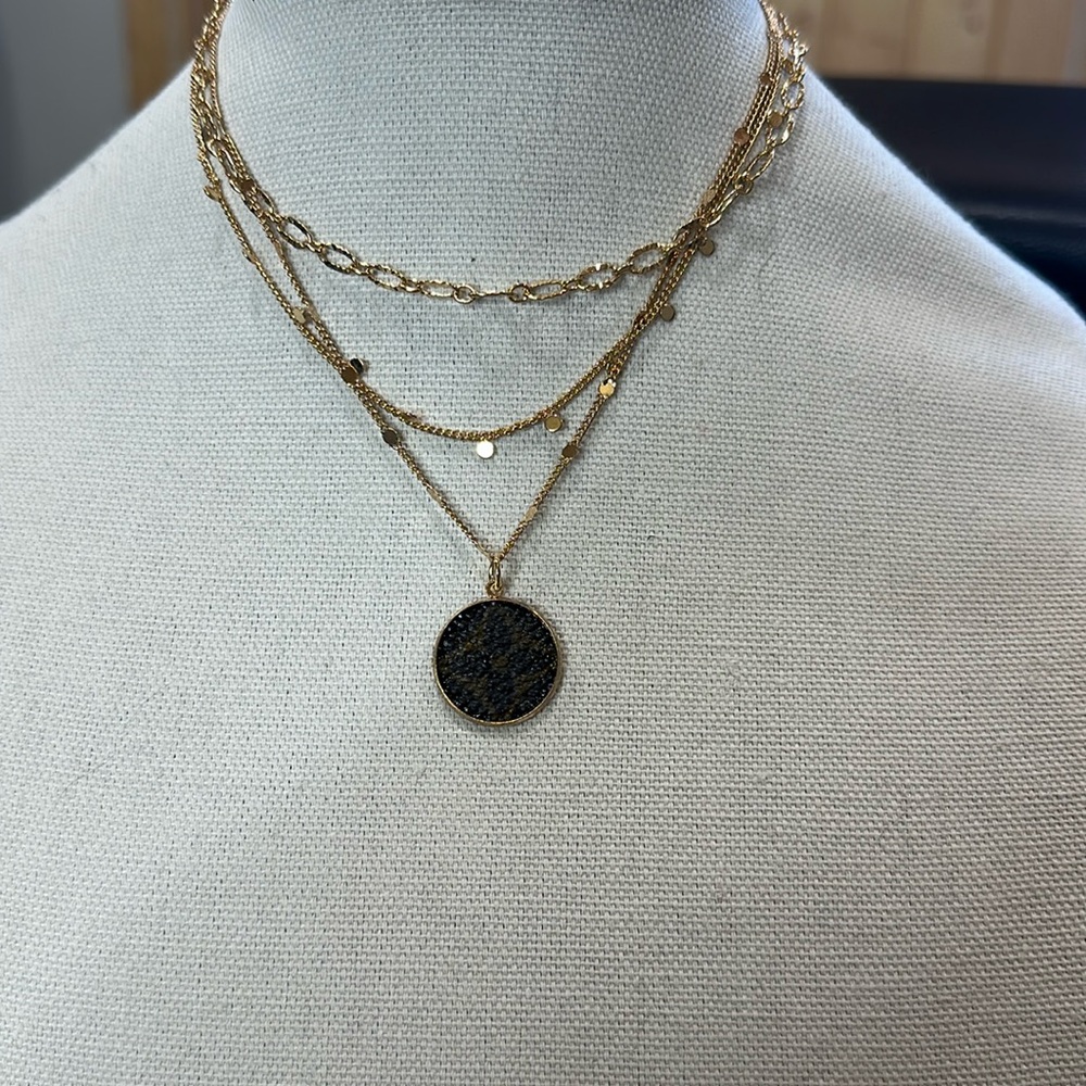 Necklace with upcycled Louis Vuitton monogram charm